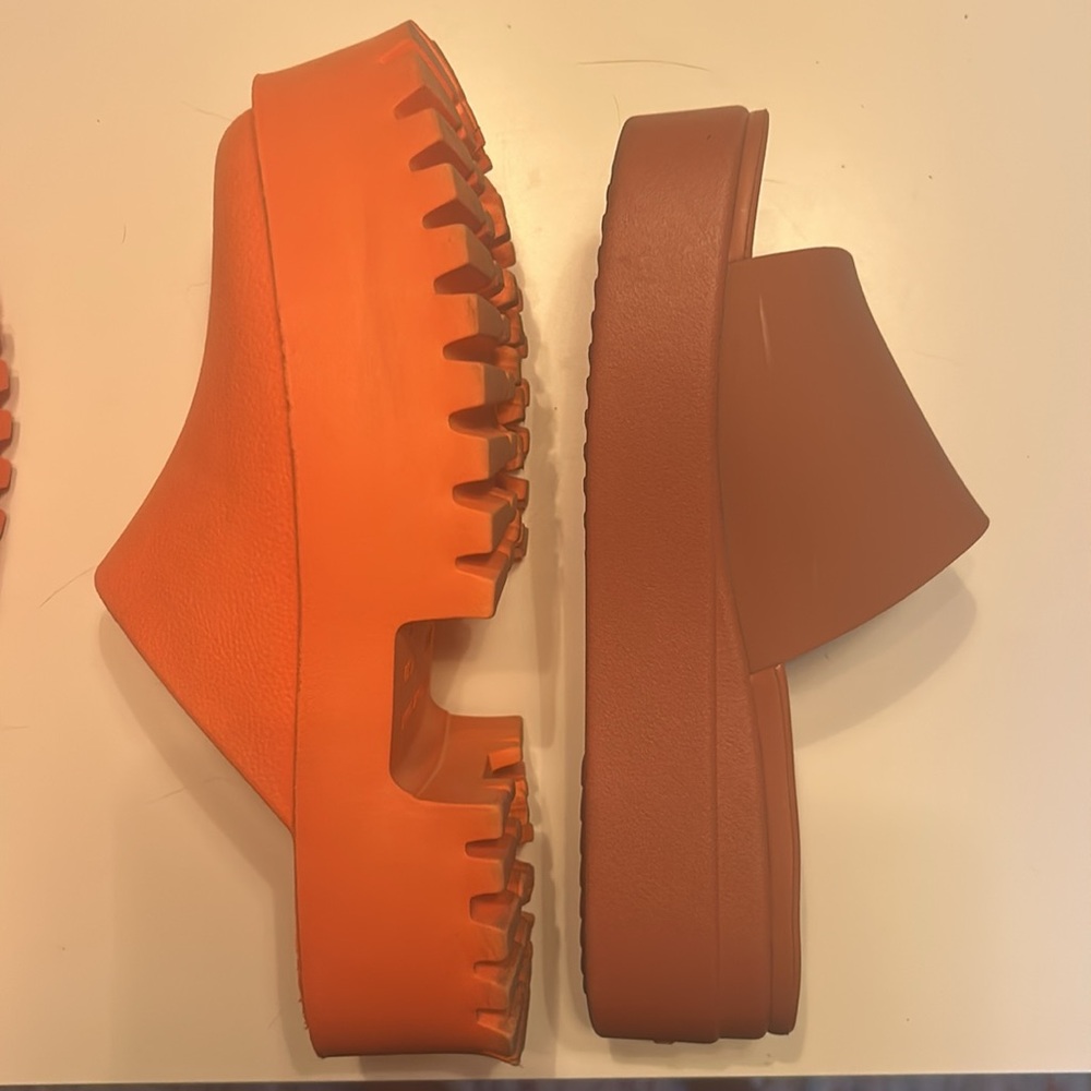 Jeffrey Campbell Bae Platform Orange Slip-On Clogs Rubber Chunky Mule - Picture 12 of 12